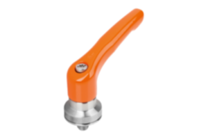 Adjustable handles, die-cast zinc with external thread and clamping force intensifier, threaded insert stainless steel