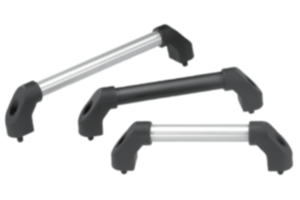 Tubular handles, aluminum with plastic grip legs, slanted both sides