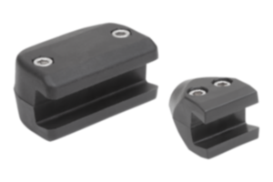 Single clamps, plastic, for lateral guides with conical holding profile Single clamps, plastic, for lateral guides with conical holding profile